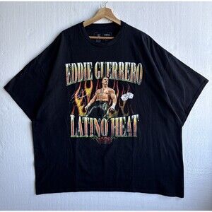 WWE Eddie Guerrero Latino Heat Men's Size 3XL Black Graphic T-Shirt Big Logo